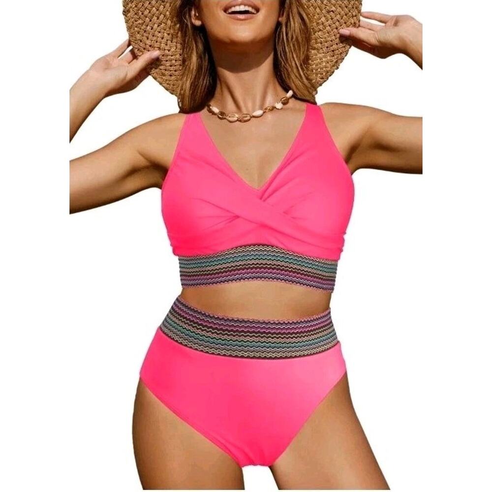 Rosvigor Plus Size Womens Bikini Set High Waisted Swimsuit Two Piece Size 2XL